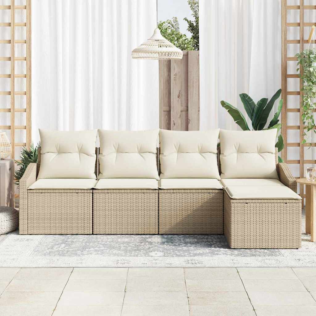 Garten Essgruppe mit Kissen mit Speicher 5 pcs Beige und Creme